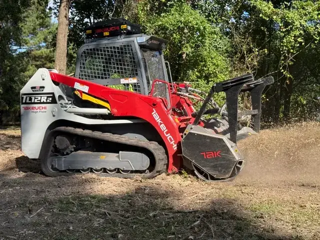 Wide shot of completed land clearing project
